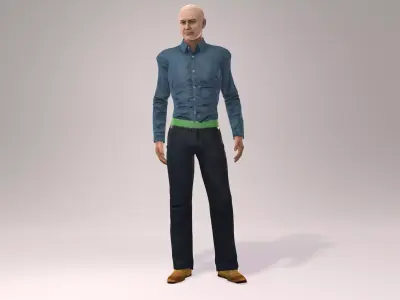 Realistic Old Man 3D Character Model  Rigged  Game Ready Low-poly 3D model