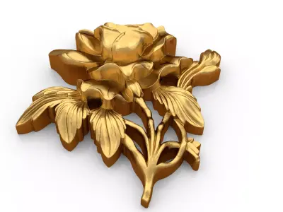 Golden Rose CNC Relief decor ornament carved 01 3D model
