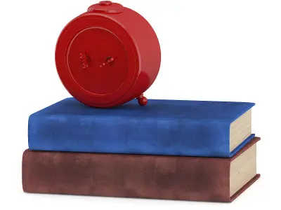 Clock and Two Books 3D model