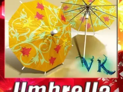 High Detailed Cocktail Umbrella 3D model