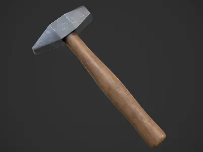 Old Damaged Hammer AAA Game Ready Prop Asset Low-poly 3D model