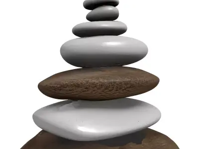 Zen Stone Stack Cairn Low-poly 3D model