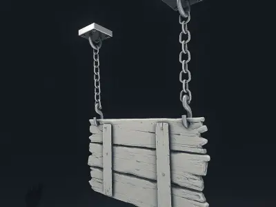 3-Tier Hanging Wooden Sign  3D model