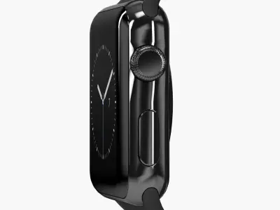 Apple Watch Space Black Stainless Steell Case Black Sport Band 3D model