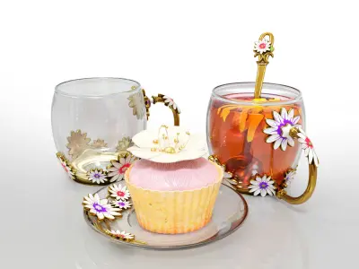 Handmade tea set 3D model