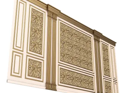 Boiserie Classic Wall with Mouldings 018 White Low-poly 3D model