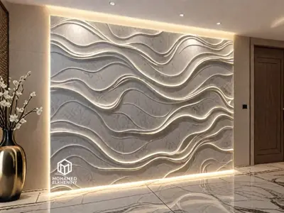 Modern 3D CNC Wall Panel Decorative Wall Art 01 3D model