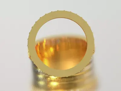 Wide Multi Band Ring with Diamond and Textured Layers rr0058 3D print model