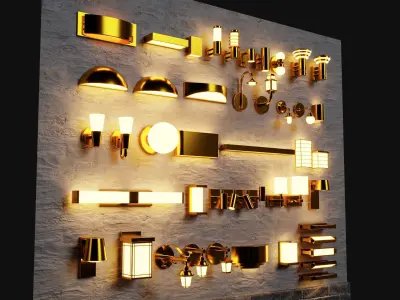 46 Fancy Modern Wall lamps Collection pack1 3D model