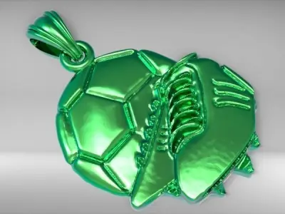 Soccer Shoe and Ball Pendant Necklace Jewelry  3D print model