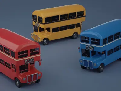 Stylized Double Decker Bus 3D model