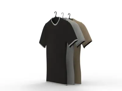 TSHIRT three t - shirts hanging on hanger 3D model