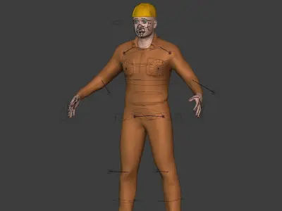 Construction Worker -- with IK and FK Rig Low-poly 3D model