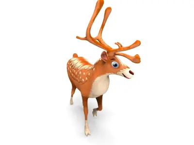 Cartoon reindeer Rigged  Low-poly 3D model