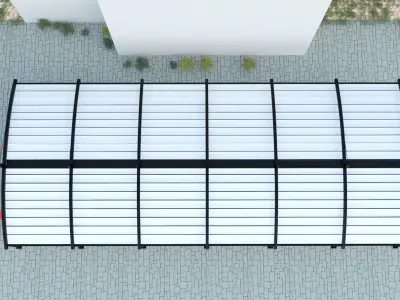 Awning outdoor cafe with tables and chairs 3D model