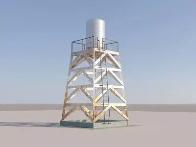 water tank tower Free low-poly 3D model
