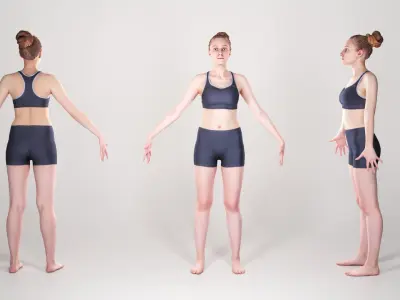 Sporty woman ready for animation 118 Low-poly 3D model