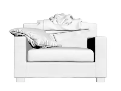 Armchair with cushion and blankets 3D model