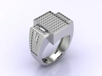 Print Ready STL 3DM  Gents Rings Diamond Men Ring  3D print model 150