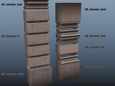 facades Column - Modular kit Low-poly 3D model