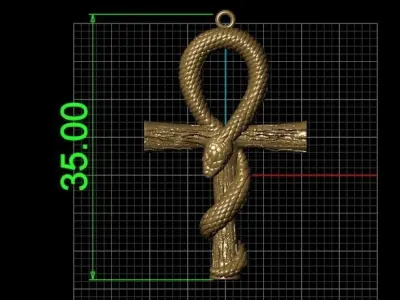Snake Cross Pendant  3D model