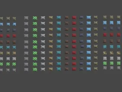 300 pillows collection  Low-poly 3D model