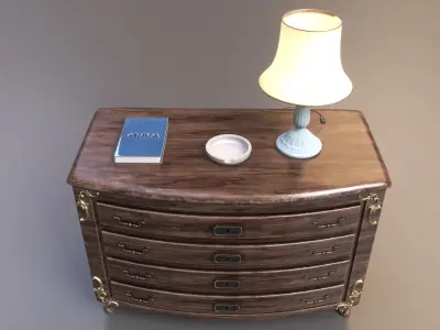 Vintage Wooden Dresser Cabinet 3D model