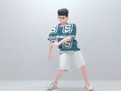 charecter man in shorts and shirt Free 3D model