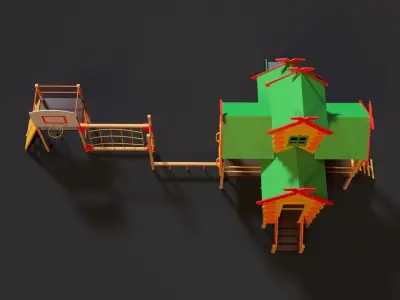 Childrens game complex Russian hut 3D model