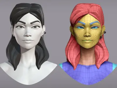 Cartoon female character Pietra base mesh 3D model