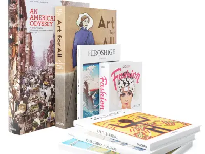 Book Set 4 stack of books 3D model