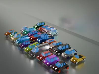 Cartoon Low-poly car 3D Model Pack Low-poly 3D model