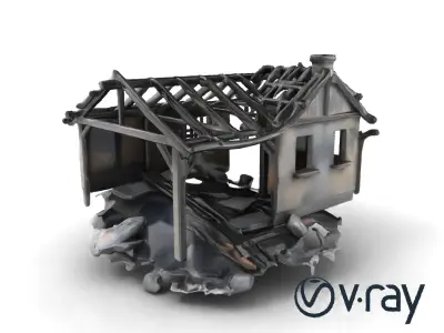 Burned House Ruins Abandoned Structure model pack Low-poly 3D model