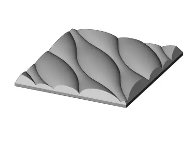 Undulated wave 3d decor wall relief N03 3D print model