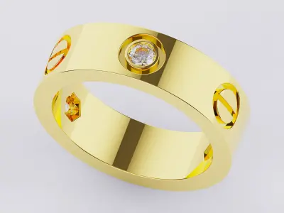 Wedding rings Love Collection All Sizes 3 Stones Version 2 3D print model