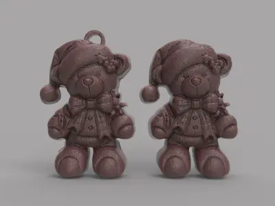 christmas tree teddy decor  3D print model