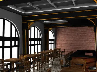 LOUNGE BAR Low-poly 3D model