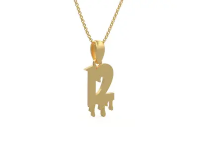 Model 1245 12 Bloody Terror Initial Number Pendant 3D print model