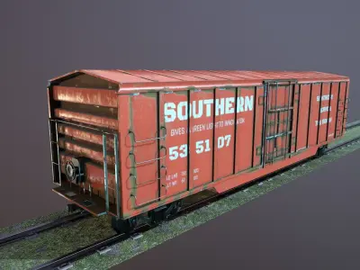 Train Box Car Low-poly 3D model Low-poly 3D model Low-poly 3D model