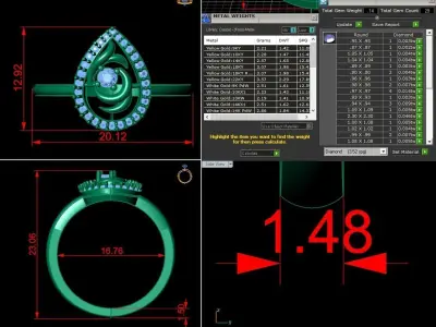 Jewelry Diamond Ring 3D Print Model 3D print model buy