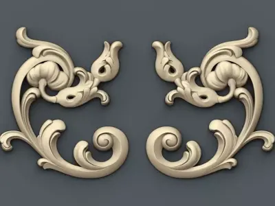 Decor two ornate metal pieces 3D print model