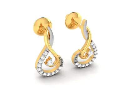 Diamond Earrings 3dm STL FBX OBJ Render Details 3D print model buy