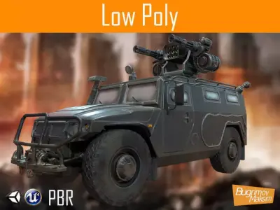 PBR Armored Car Low-poly 3D model