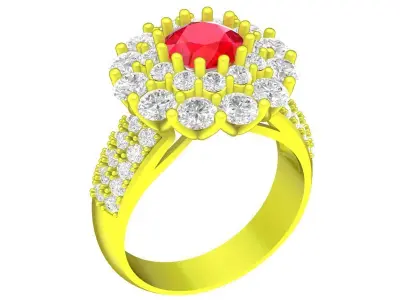 Luxury Halo Cluster Ring for Women  4408 3D print model