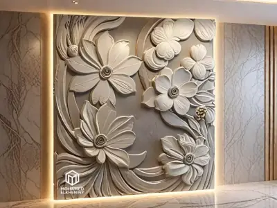CNC STL Relief Panel Classic Floral Art Carving File 265  3D model