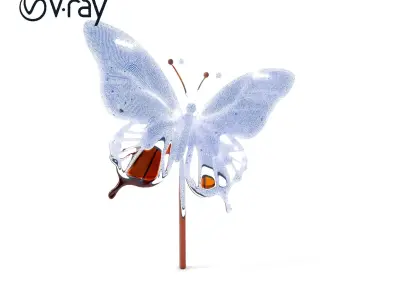 Metallic Butterfly Garden Stake Model Pack Low-poly 3D model