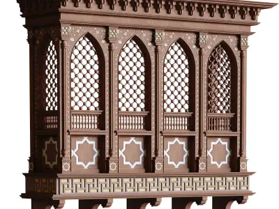 islamic arabic mashraba and windows element set 584 3D model