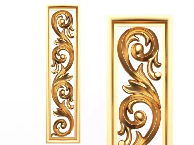 3D Carved Decorative Panel  Low-poly 3D model