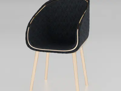 Luxury Velvet Armchair with Gold Accents 3D model