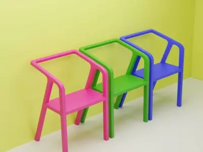 Neon Trio Chairs Free low-poly 3D model